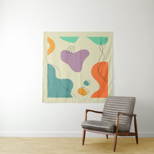 Pastellfarben abstrakte Formen moderner Hintergrun Wandteppich (Beispiel (Horizontal))