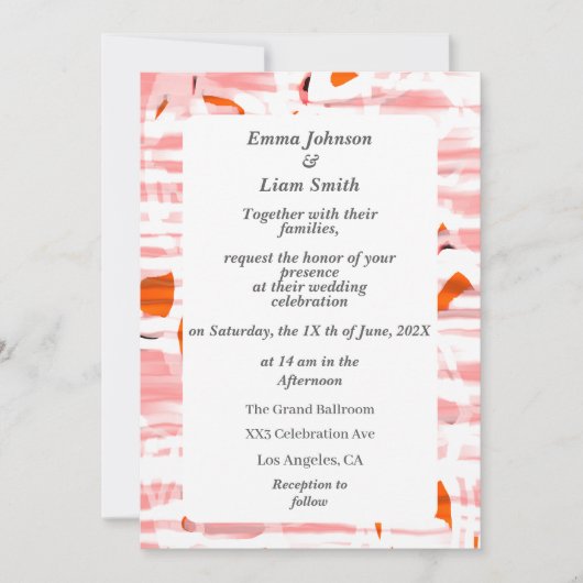 Pastellfarben aus Seidenteppich Einladung Hochzeit (Vorderseite)