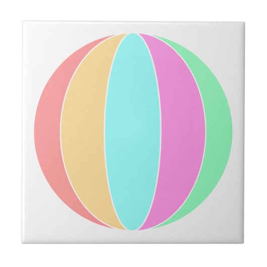 Pastellfarben Beach Ball Fliese (Vorderseite)