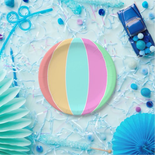 Pastellfarben Beach Ball Pappteller (Party)