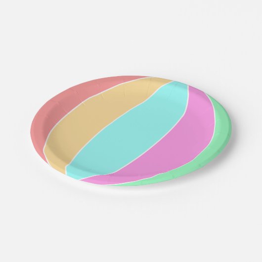 Pastellfarben Beach Ball Pappteller (Schrägansicht)