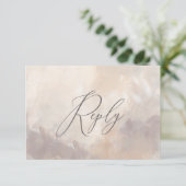 Pastellfarben Beige und Creme Script Hochzeitsantw (Stehend Vorderseite)