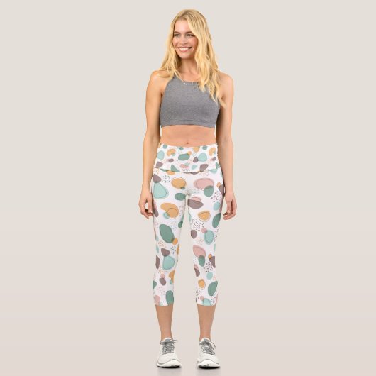 Pastellfarben Bio Formen Nahtloses Muster Capri Leggings (Vorderseite)