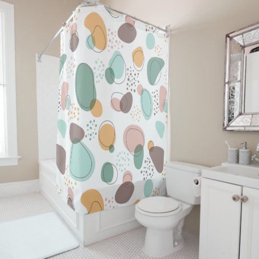 Pastellfarben Bio Formen Nahtloses Muster Duschvorhang (Beispiel)