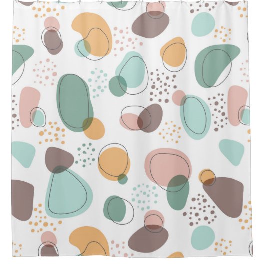 Pastellfarben Bio Formen Nahtloses Muster Duschvorhang (Vorderseite)