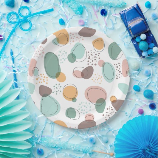 Pastellfarben Bio Formen Nahtloses Muster Pappteller (Party)