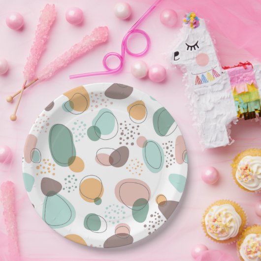Pastellfarben Bio Formen Nahtloses Muster Pappteller (Party)