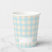 Pastellfarben Blassblauer Gingham kariertes Party Pappbecher (Rückseite)