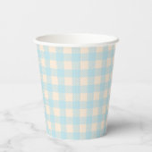 Pastellfarben Blassblauer Gingham kariertes Party Pappbecher (Rückseite)