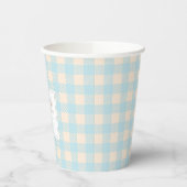 Pastellfarben Blassblauer Gingham kariertes Party Pappbecher (Links)