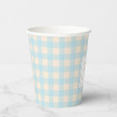 Pastellfarben Blassblauer Gingham kariertes Party Pappbecher (Rechts)