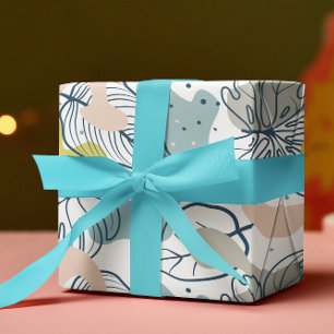 Pastellfarben Blätter und Bio Formen Geschenkpapier