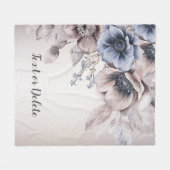 Pastellfarben Blau Beige Blume Fleecedecke (Vorderseite (Horizontal))