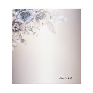 Pastellfarben Blau Beige Blume Notizblock