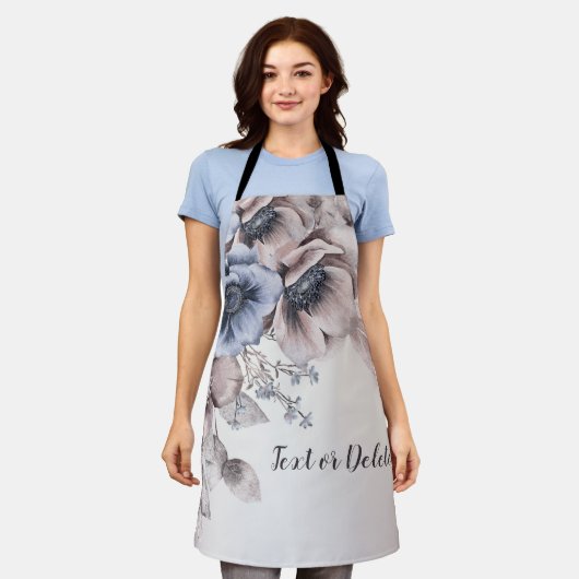 Pastellfarben Blau Beige Blume Schürze (Getragen)