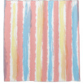 Pastellfarben Blau Pink Gelbe Streifen Duschvorhang (Vorderseite)