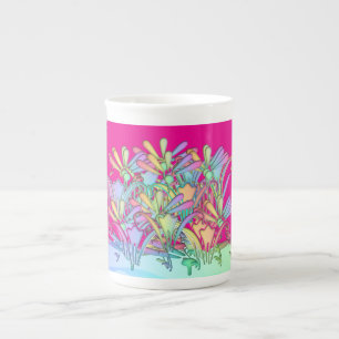 Pastellfarben Blume Heiß rosa Porzellantasse