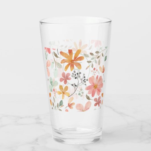 Pastellfarben-Blumenglas-Cup mit Monogramm Glas (Rückseite)