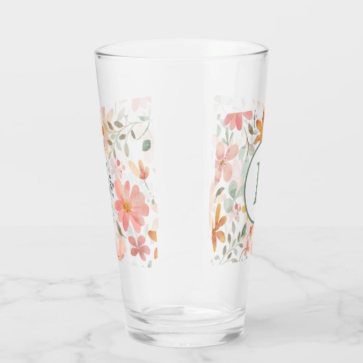 Pastellfarben-Blumenglas-Cup mit Monogramm Glas (Rechts)