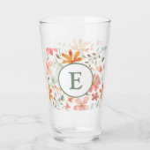 Pastellfarben-Blumenglas-Cup mit Monogramm Glas (Vorderseite)