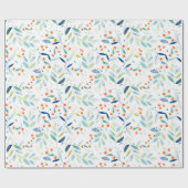 Pastellfarben botanische Blätter und Beerenmuster Geschenkpapier (Flach)