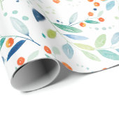Pastellfarben botanische Blätter und Beerenmuster Geschenkpapier (Rolleneckpunkt)