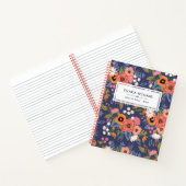 Pastellfarben & Dark Blue Boho Blumenmuster Name Notizblock (Innenseite)