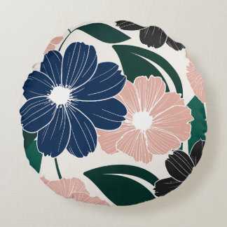 Pastellfarben & Dark Floral Rundkissen Rundes Kissen