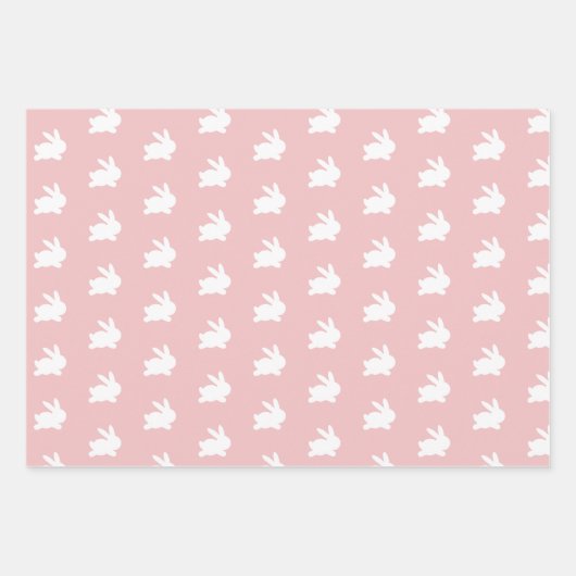Pastellfarben der weißen Kaninchen Ostermuster Geschenkpapier Set (Vorderseite 2)