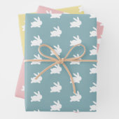 Pastellfarben der weißen Kaninchen Ostermuster Geschenkpapier Set (Beispiel)