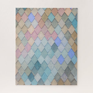 Pastellfarben Diamond Muster Mermaid Blaues grünes Puzzle
