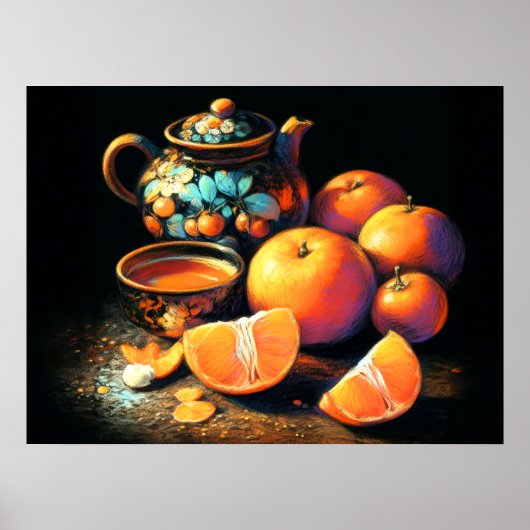 Pastellfarben, die asiatische Teekonserven Gezeich Poster (Vorne)