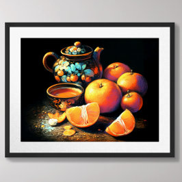 Pastellfarben, die asiatische Teekonserven Gezeich Poster