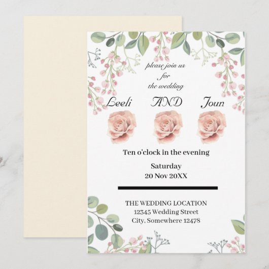 Pastellfarben Einladung (Vorne/Hinten)