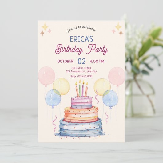 Pastellfarben Einladung (Stehend Vorderseite)