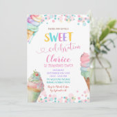 Pastellfarben Eiscreme Einladung (Stehend Vorderseite)