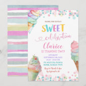Pastellfarben Eiscreme Einladung (Vorne/Hinten)