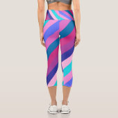 Pastellfarben, farbige Streifen, warme Farbe Capri Leggings (Rückseite)