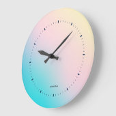 Pastellfarben glänzend Blau Rosa und Gelb Große Wanduhr (Winkel)