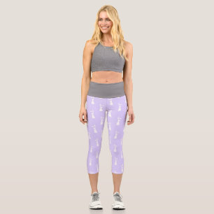 Pastellfarben-Hasenmuster Blaue Hintergrund-Pet Capri Leggings
