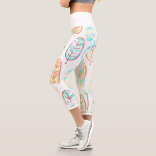 Pastellfarben Helle türkisfarbene Blätter Leggings