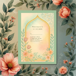 Pastellfarben-Hochzeit in Gold RSVP Karte