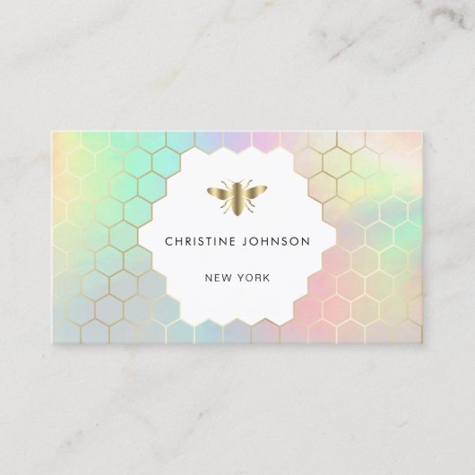 Pastellfarben Honigwabenhexagons Logo Visitenkarte (Vorderseite)