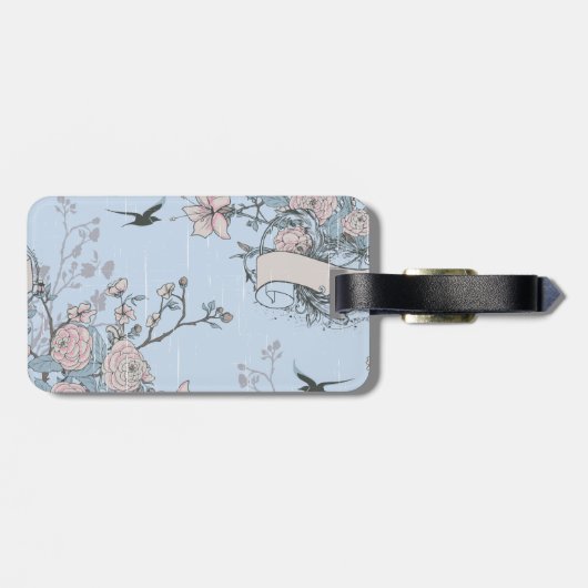 Pastellfarben im asiatischen Stil, rosa Lilien und Gepäckanhänger (Rückseite horizontal)