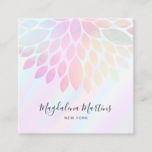 Pastellfarben IMITATE holografischer Effekt Dahlia Quadratische Visitenkarte (Vorderseite)