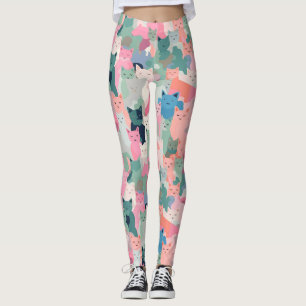 Pastellfarben Katzen Tarnung Leggings