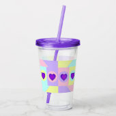 Pastellfarben & lila Herzen schlagen Acryltrinkbecher (Rückseite)