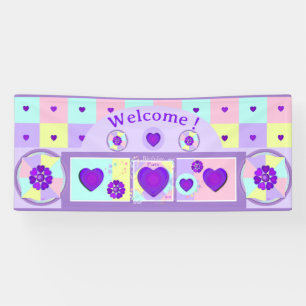 Pastellfarben & lila Herzen schlagen Banner