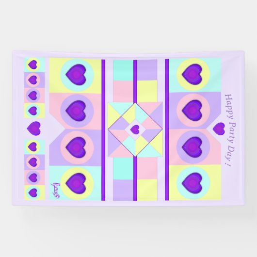 Pastellfarben & lila Herzen schlagen Banner (Horizontal)