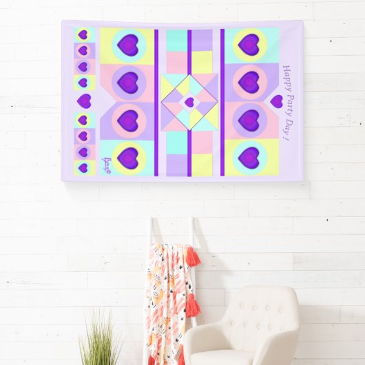 Pastellfarben & lila Herzen schlagen Banner (InSitu)